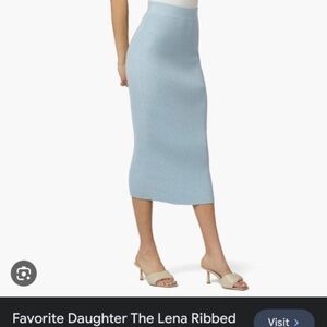 Favorite Daughter Blue Ribbed Skirt midi cashmere blend XL